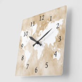 デザイン82 tanワールドマップ スクエア壁時計 (傾斜)