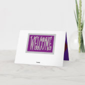 デザイン グレーとパープル テキスト付きのウェルカム カード (裏面)