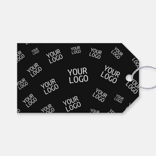 デザイン、写真、またはビジネスロゴをランダムに並べて表示 ギフトタグ (正面(横))