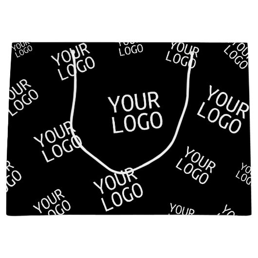 デザイン、写真、またはビジネスロゴをランダムに並べて表示 ラージペーパーバッグ (正面)