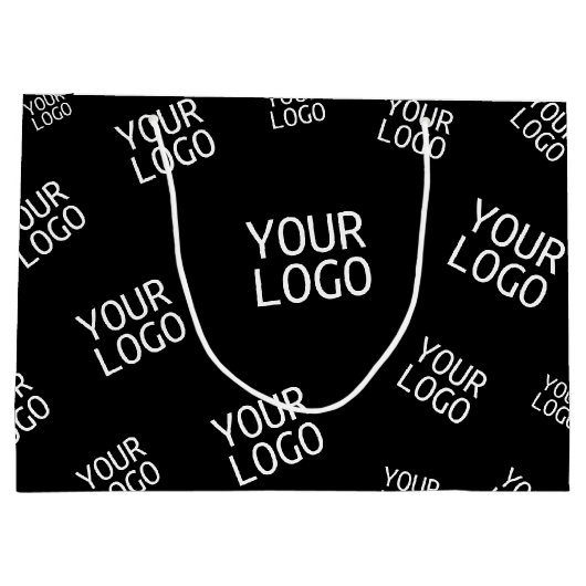 デザイン、写真、またはビジネスロゴをランダムに並べて表示 ラージペーパーバッグ (裏面)