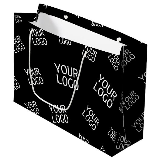デザイン、写真、またはビジネスロゴをランダムに並べて表示 ラージペーパーバッグ (正面アングル)