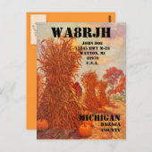 デザインQSL HAM無線オペレーターOPハーベスト ポストカード (正面/裏面)