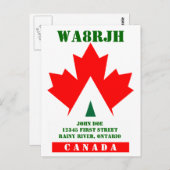 デザインQSL HAM無線オペレーターOPフロッグ ポストカード (正面/裏面)