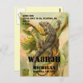 デザインQSL HAM無線オペレーターOPフロッグ ポストカード (正面/裏面)