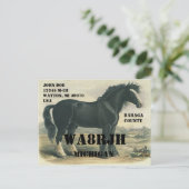 デザインQSL HAM Radio Operator 荷車を引く Horse ポストカード (スタンド正面)