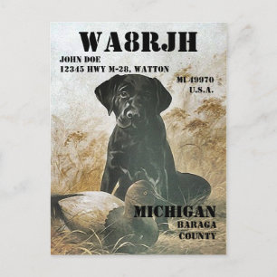 デザインQSL HAM Radio Operator Op Lab Dog ポストカード