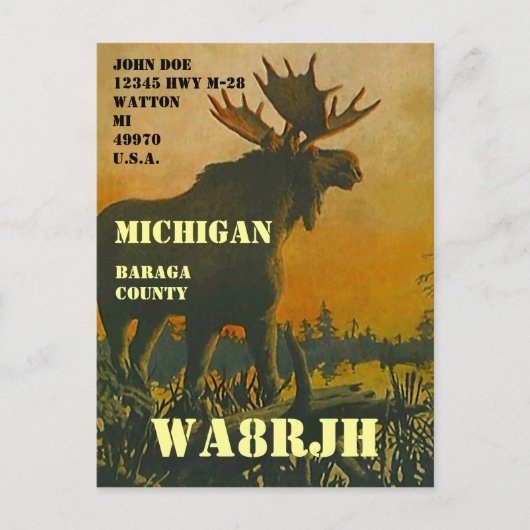デザインQSL HAM Radio Operator Op Moose ポストカード (正面)