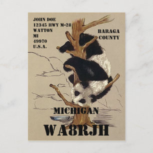 デザインQSL HAM Radio Operator Op Panda ポストカード