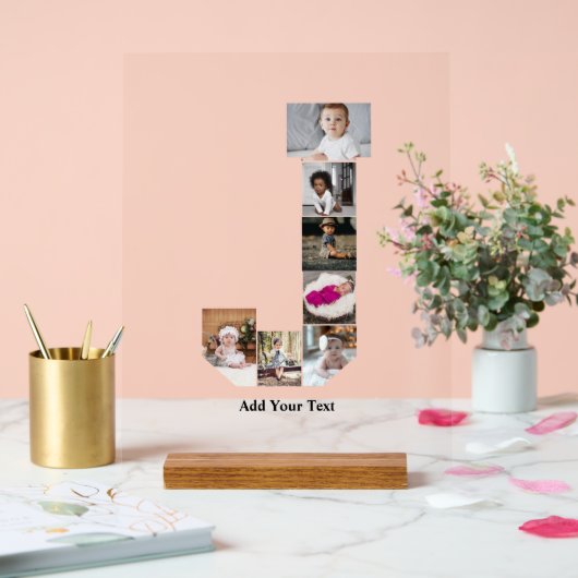 デザインYour Own Letter Jフォトコラージュのポスター アクリルサイン (ウェディング)