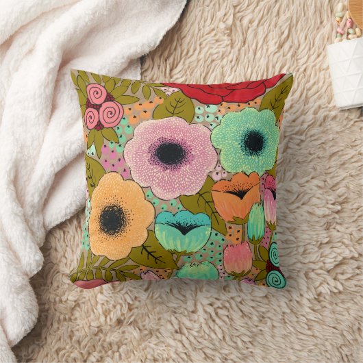 デザイ絵を描ナ絵を描ー・フローラの花の生地 クッション (ブランケット)