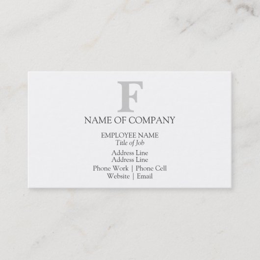 デザシンプルイナーモノグラムテンプレートブラックグレー 名刺 (正面)