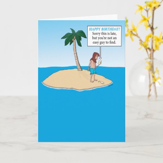 デザーおもしろいトアイランドベレーテッド誕生日 カード (黄色い花)