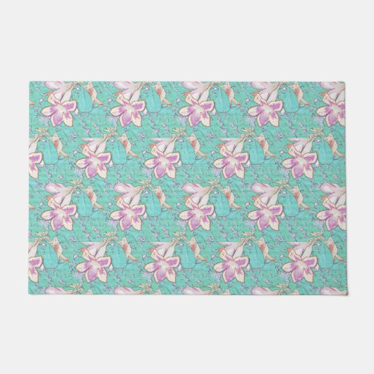 デザーエレガントトバラアデニウムサマーオアシスビーチおもしろい ドアマット (正面)