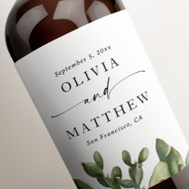 デザーエレガントト結婚の。水彩サボテン&スクリプト ワインラベル
