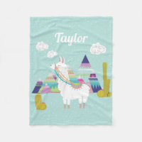 デザーカラフルトアルパカパーソナライズされたフリースブランケット