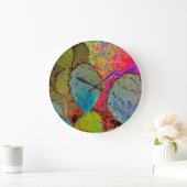 デザーカラフルトサボテン抽象芸術 ラージ壁時計 (ホーム)