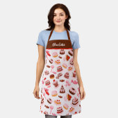 デザートお菓子ピンクエプロン エプロン (着用した状態)