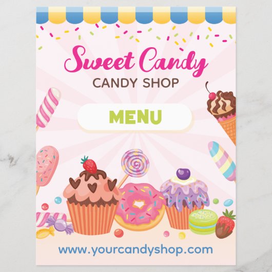 デザートとキャンディーズメニューフライヤーテンプレート チラシ (正面)
