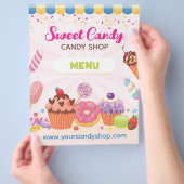 デザートとキャンディーズメニューフライヤーテンプレート チラシ (手)