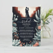 デザートのサボテンと多肉植物のブライダルシャワー 招待状 (スタンド正面)