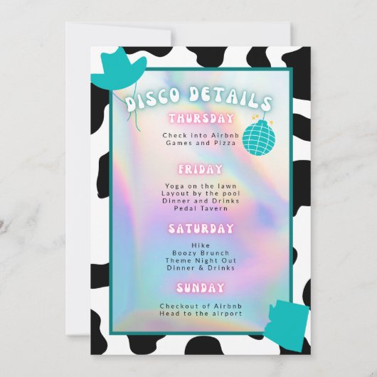 「デザートのディスコ」スコッツデール　バック　旅程 招待状 (裏面)