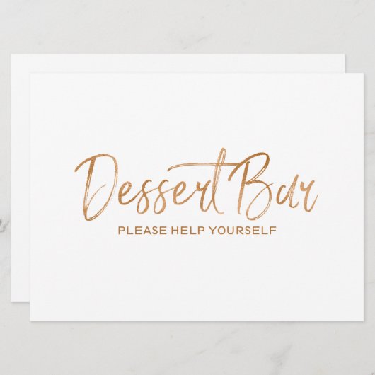 デザートのバーの結婚式の印|のスタイリッシュな金ゴールドは上がりました 招待状 (正面/裏面)