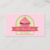 デザートのピンクのカップケーキ 名刺 (正面)