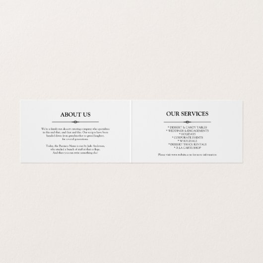 デザートの落書き-青いケータリング 名刺 (内部フラット)