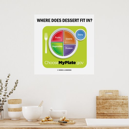 デザートはどこにありますか。（マイプレートのユーモア） ポスター (キッチン)