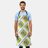 デザートはどこにありますか。マイプレートユーモア エプロン (着用した状態)