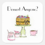 デザートは誰でも?水色シャーロットのケーキコーヒー スクエアシール (正面)