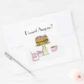 デザートは誰でも?水色シャーロットのケーキコーヒー スクエアシール (封筒)