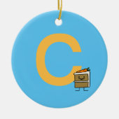 デザートを凍らすニンジン・ケーキの切れのバニーの歯 セラミックオーナメント (正面)