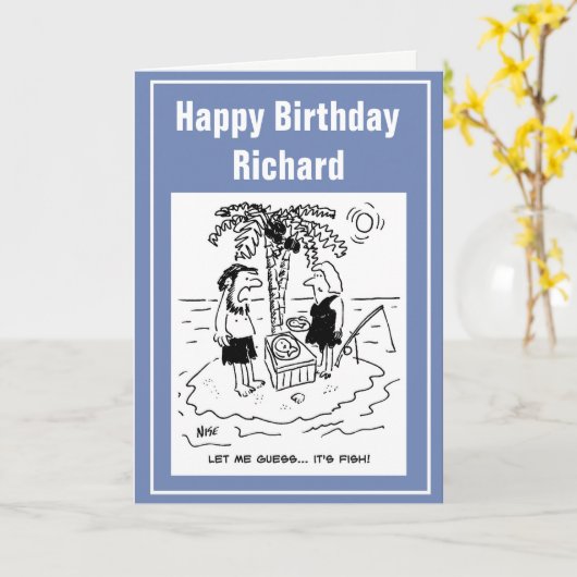 デザートアイランドキャスタウェイ魚釣りは夕食に魚を持っている カード (黄色い花)