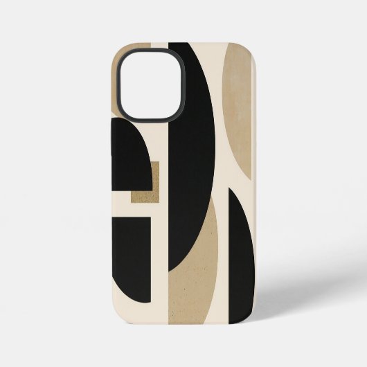 デザートアーチ:黒とベージュの構成 iPhoneケース (裏面)