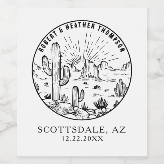 デザートウェスタンパーソナライズされたブライダルシャワー結婚ズ ワインラベル (シングルラベル)