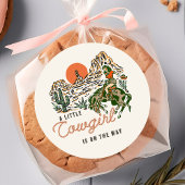 デザートウェスタン女性のカーボーイベビーシャワーステッカー ラウンドシール