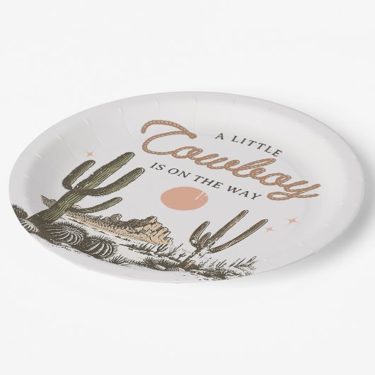 デザートウエスタンカウボーイベビーシャワー紙プレート ペーパープレート (アングル)