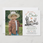 デザートウエスタンワイルドウェスト1st誕生日の写真 招待状 (正面)