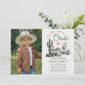 デザートウエスタンワイルドウェスト1st誕生日の写真 招待状 (スタンド正面)