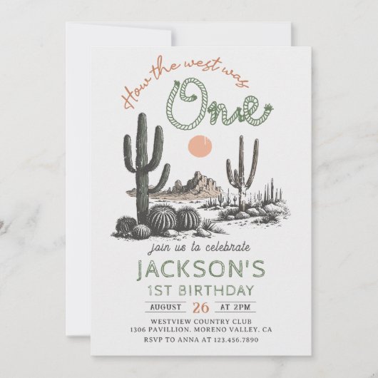 デザートウエスタンワイルドウェスト1st誕生日招待状 招待状 (正面)