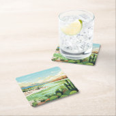 デザートオアシスグリーンビーチ湖 スクエアペーパーコースター (インサイチュ)