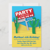デザートオアシスプールパーティの招待状 – 編集可能カード 招待状 (正面)