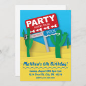 デザートオアシスプールパーティの招待状 – 編集可能カード 招待状 (正面/裏面)