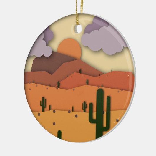 デザートオールドウエストカクタスサグアロアリゾナオーナメント セラミックオーナメント (左)