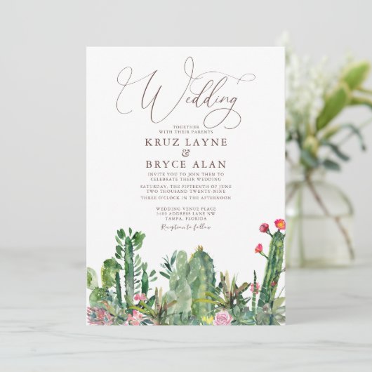 デザートカエレガントッティ多肉類結婚式招待状 招待状 (スタンド正面)