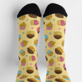 デザートカップケーキとマフィンパターン（の模様が）ある ソックス (上部)