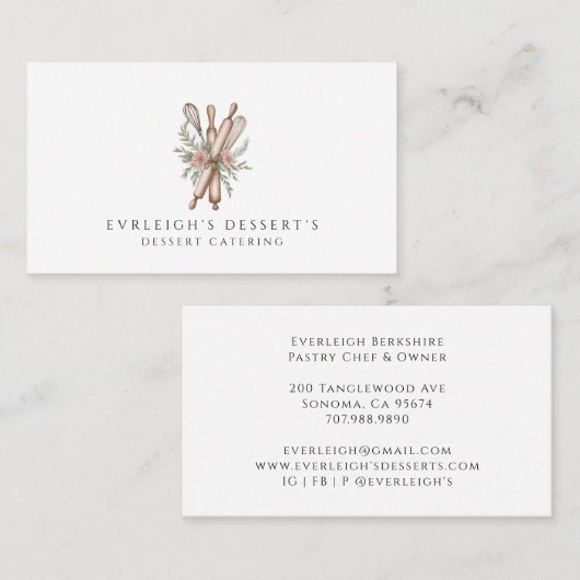 デザートカテラーウォーターカラーベイカーの道具 名刺 (正面/裏面)