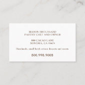 デザートカテラーシェフスイーツメーカー 名刺 (裏面)